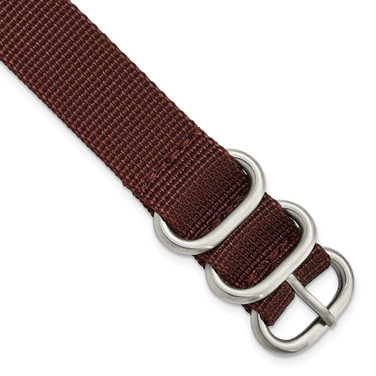 18mm 10.5" Brown Military-style Nylon Silver-tone Buckle Watch Band