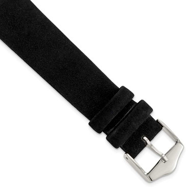 Image of 18mm 7.5" Black Suede Leather Silver-tone Buckle Watch Band