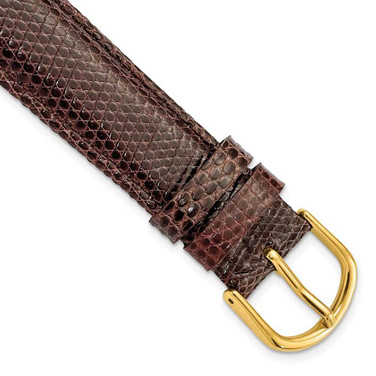 Image of 18mm 7.5" Brown Genuine Lizard Leather Gold-tone Buckle Watch Band