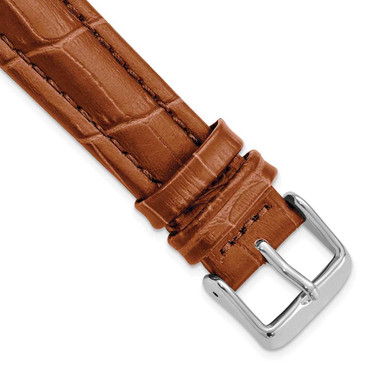 Image of 18mm 7.5" Matte Alligator Style Grain Leather Silver-tone Buckle Watch Band
