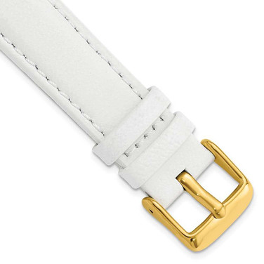 Image of 18mm 7.75" White Glove Leather Gold-tone Buckle Watch Band