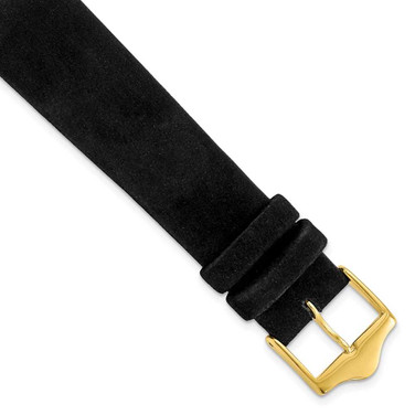 Image of 19mm 7.5" Black Suede Leather Gold-tone Buckle Buckle Watch Band