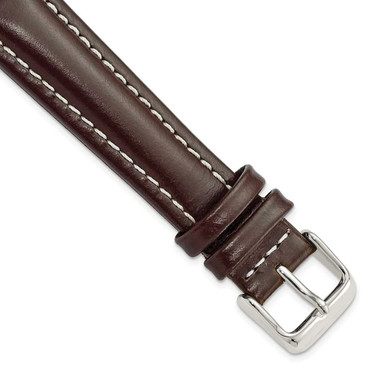 Image of 19mm 7.5" Brown Oil Tanned Leather Silver-tone Buckle Watch Band