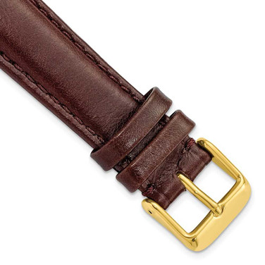 Image of 19mm 7.5" Brown Smooth Leather Chrono Gold-tone Buckle Watch Band