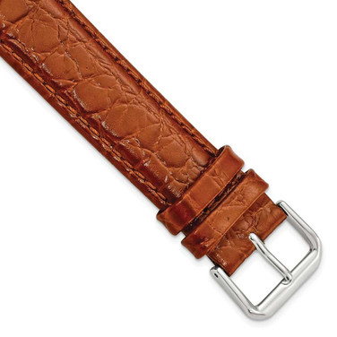 Image of 19mm 7.5" Havana Alligator Style Grain Leather Silver-tone Buckle Watch Band