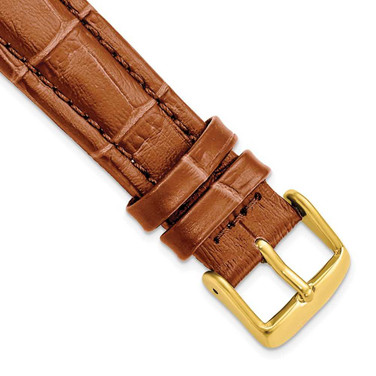 Image of 19mm 7.5" Havana Matte Alligator Style Grain Leather Gold-tone Buckle Watch Band