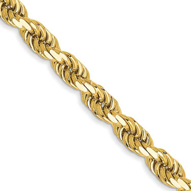Image of 20" 10K Yellow Gold 3.5mm Semi-solid Diamond-cut Rope Chain Necklace