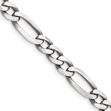 Image of 20" Sterling Silver Antiqued 6.5mm Figaro Chain Necklace