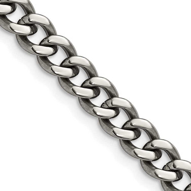 Image of 20" Titanium Polished 7.5mm Curb Chain Necklace with Lobster Clasp