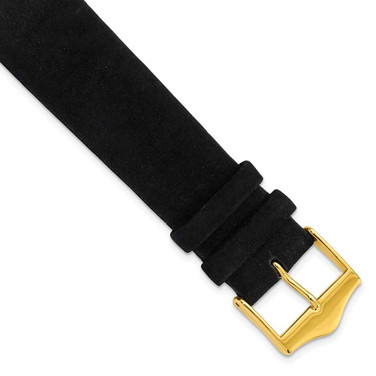 Image of 20mm 7.5" Black Suede Leather Gold-tone Buckle Watch Band