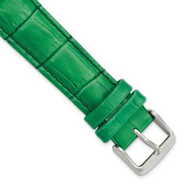 Image of 20mm 7.5" Green Croc Style Grain Leather Chrono Silver-tone Buckle Watch Band