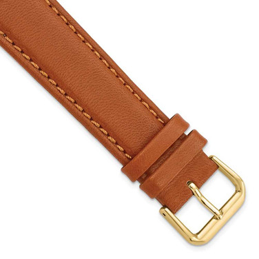 Image of 20mm 7.5" Havana Italian Leather Gold-tone Buckle Watch Band
