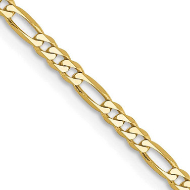 Image of 22" 10K Yellow Gold 2.2mm Flat Figaro Chain Necklace
