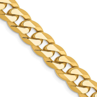Image of 22" 10K Yellow Gold 7.75mm Flat Beveled Curb Chain Necklace