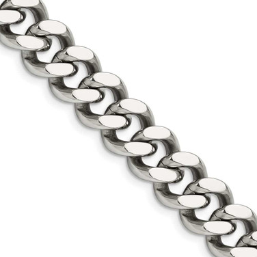 Image of 22" Stainless Steel Polished 13.75mm Curb Chain Necklace