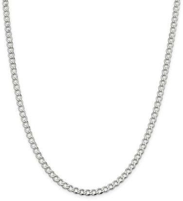 Image of 22" Sterling Silver 4.5mm Semi-solid Flat Curb Chain Necklace