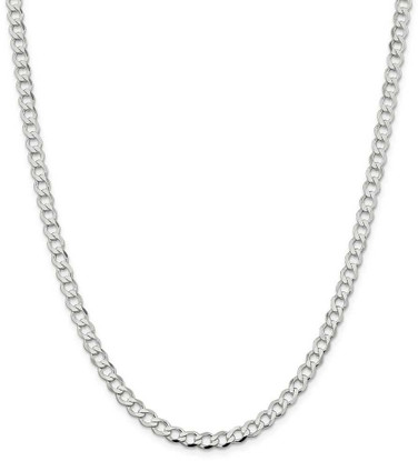 Image of 22" Sterling Silver 5.3mm Semi-solid Flat Curb Chain Necklace