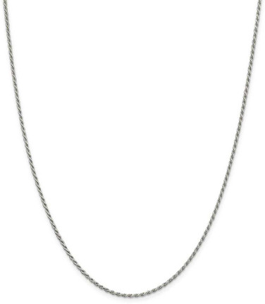 Image of 22" Sterling Silver Rhodium-plated 1.7mm Diamond-cut Rope Chain Necklace