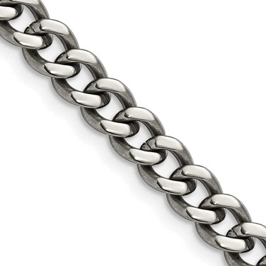 Image of 22" Titanium Polished 7.5mm Curb Chain Necklace with Lobster Clasp