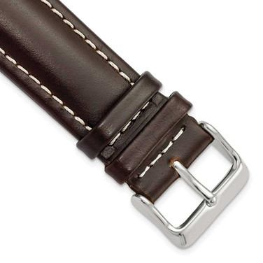 Image of 22mm 7.5" Brown Oil Tanned Leather Silver-tone Buckle Watch Band
