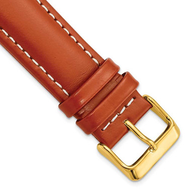 Image of 22mm 7.5" Saddle Oil Tanned Leather Gold-tone Buckle Watch Band
