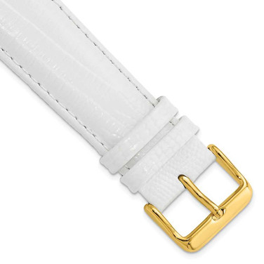 Image of 22mm 7.5" White Teju Lizard Style Grain Leather Gold-tone Buckle Watch Band