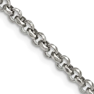 Image of 24" Stainless Steel 5mm Polished and Textured Fancy Rolo Chain Necklace