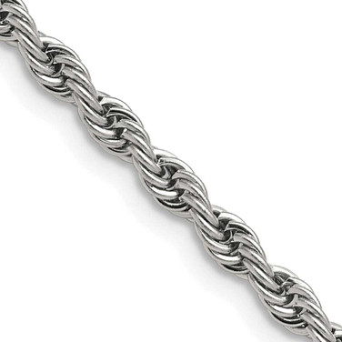 Image of 24" Stainless Steel Polished 4mm Rope Chain Necklace
