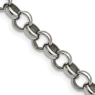 Image of 24" Stainless Steel Polished 8mm Rolo Chain Necklace
