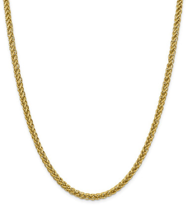 26" 14K Yellow Gold 4.65mm Semi-solid 3-Wire Wheat Chain Necklace