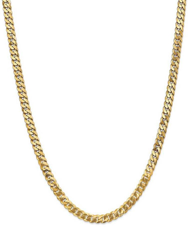 Image of 26" 14K Yellow Gold 6.25mm Flat Beveled Curb Chain Necklace