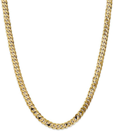 Image of 26" 14K Yellow Gold 7.25mm Flat Beveled Curb Chain Necklace