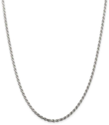 Image of 26" Sterling Silver Rhodium-plated 2.75mm Diamond-cut Rope Chain Necklace