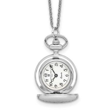 Image of 28" Charles Hubert Chrome-finish Quilted Design Pendant Watch Necklace