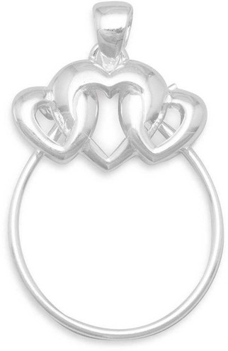 Image of 3 Heart Charm Holder Pendant 925 Sterling Silver
