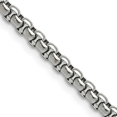 Image of 30" Stainless Steel Polished 3.9mm Rounded Box Chain Necklace