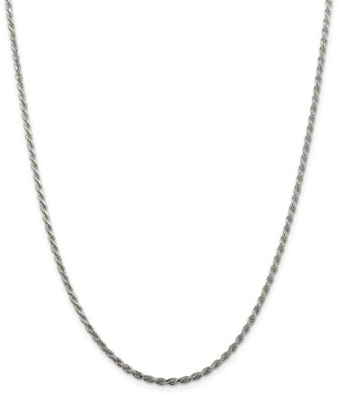 Image of 30" Sterling Silver Rhodium-plated 2.25mm Diamond-cut Rope Chain Necklace