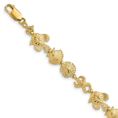 7" 14K Yellow Gold Sea Life Bracelet FB1652-7