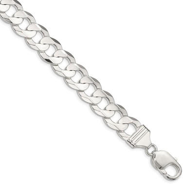 Image of 7" Sterling Silver 11.9mm Concave Beveled Curb Chain Bracelet