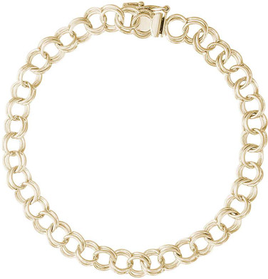 Image of 8" 14K Yellow Gold Double Link Curb Classic Charm Bracelet by Rembrandt