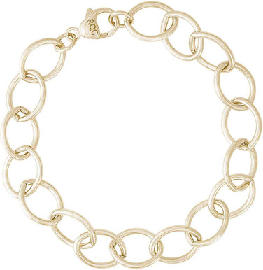 Image of 8" 14K Yellow Gold Single Link Open Curb Classic Charm Bracelet by Rembrandt