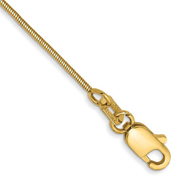 Image of 9" 14K Yellow Gold .80mm Round Snake Chain Anklet
