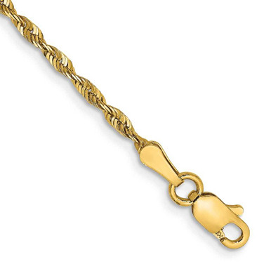 Image of 9" 14K Yellow Gold 2.0mm Shiny-Cut Extra-Light Rope Chain Anklet