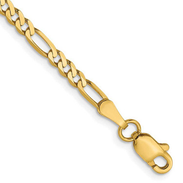 Image of 9" 14K Yellow Gold 2.75mm Flat Figaro Anklet