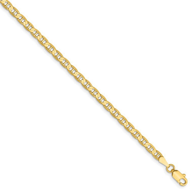 9" 14K Yellow Gold 3mm Concave Anchor Chain Anklet