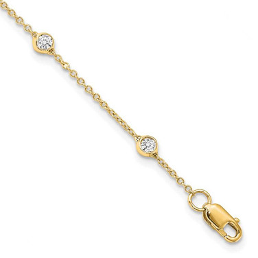 Image of 9" 14K Yellow Goldy True Origin 0.52ctw Lab-Created Diamond Rolo Station Anklet Image of 9" 14K Yellow Goldy True Origin 0.52ctw Lab-Created Diamond Rolo Station Anklet