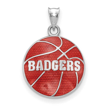 Image of 925 Silver LogoArt University of Wisconsin Badgers Enamel Basketball Pendant