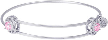 Image of Adjustable Sterling Silver "Insightful" Bangle Charm Bracelet October Zirconia by Rembrandt