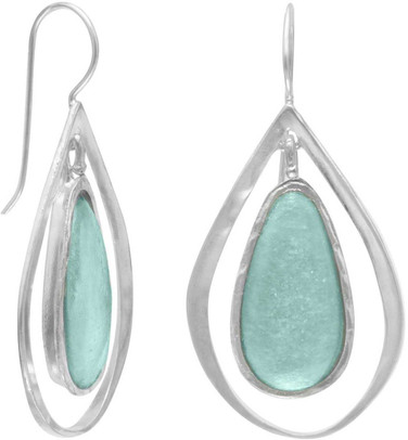Image of Ancient Roman Glass and Cut Out Design Earrings on French Wire 925 Sterling Silver