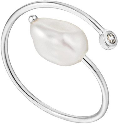 Image of Ania Haie Rhodium-Plated Cultured Freshwater Pearl Twist Ring